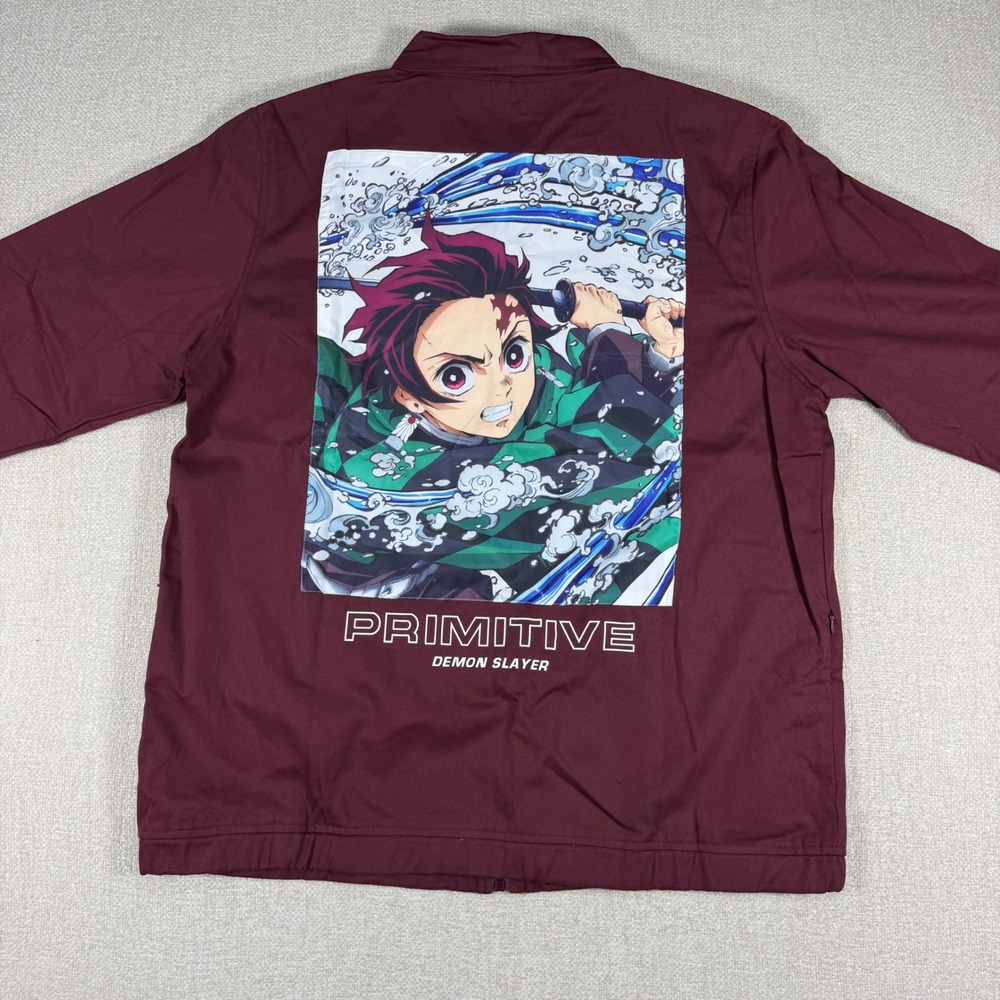 Primitive x Demon Slayer Tanjiro Utility Jacket Burgundy Mens Large BRAND NEW